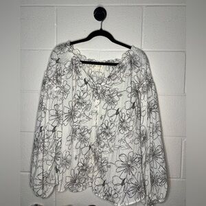 STITCH + FEATHER Women's Floral Long Sleeve Top Boho Beachy size L